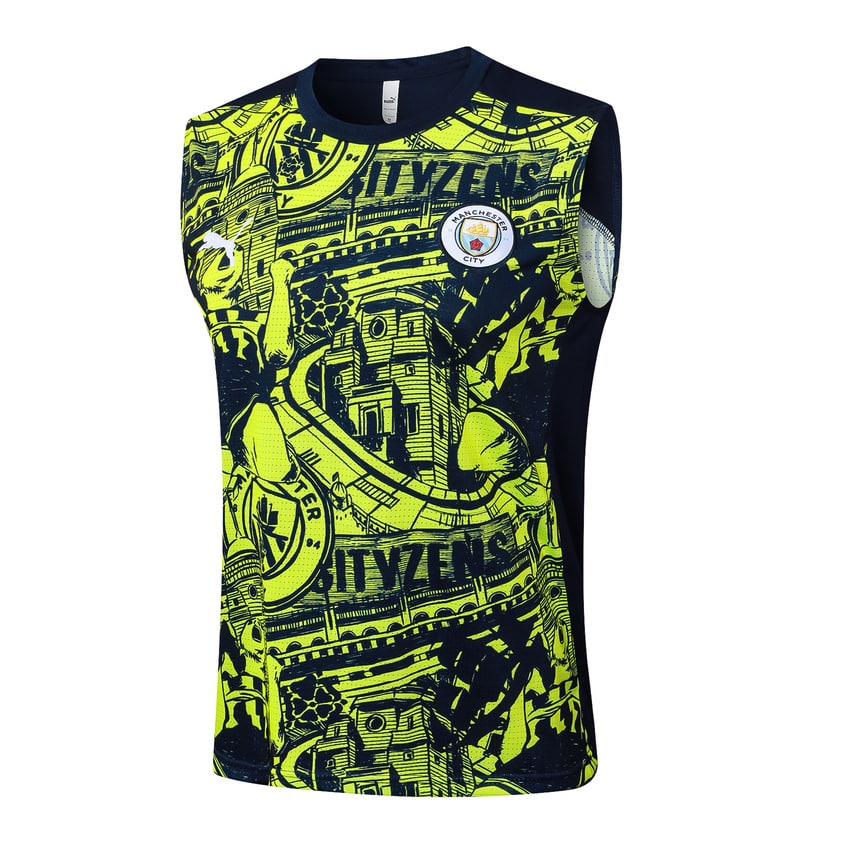 Debardeur Short Manchester City Homme 2024 2025 Jaune Noir | Foot Fan