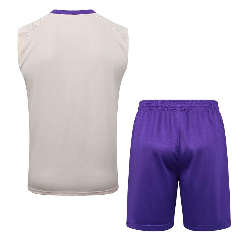 Debardeur Short Real Madrid Homme 2025 2026 Beige Violet | Foot Fan