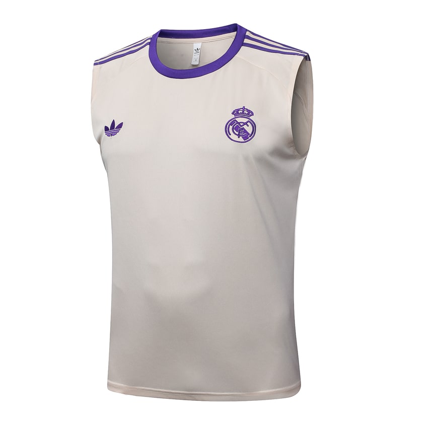 Debardeur Short Real Madrid Homme 2025 2026 Beige Violet | Foot Fan