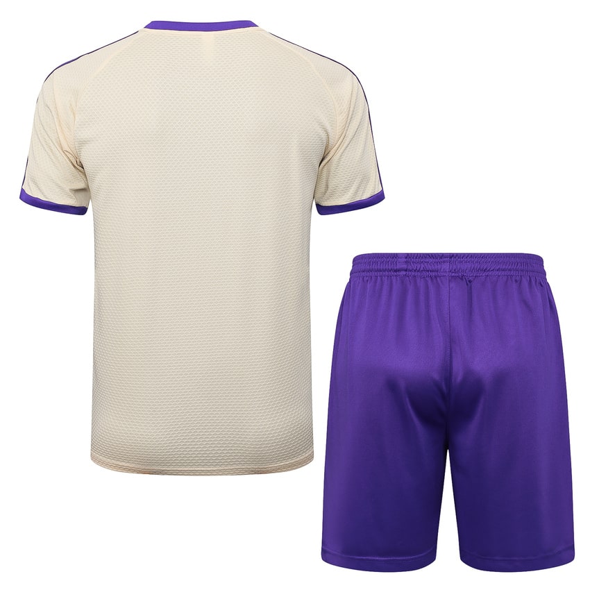 Ensemble Maillot Short Real Madrid Homme 2025 2026 Beige Violet | Foot Fan