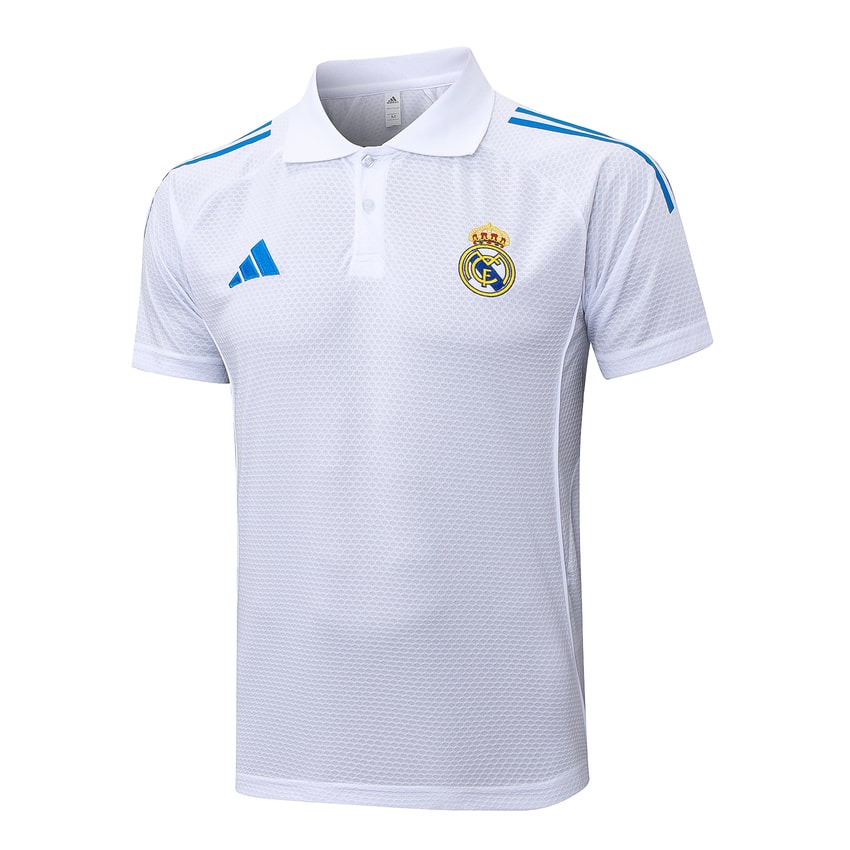 Polo Real Madrid Homme 2025 2026 Blanc Bleu | Foot Fan