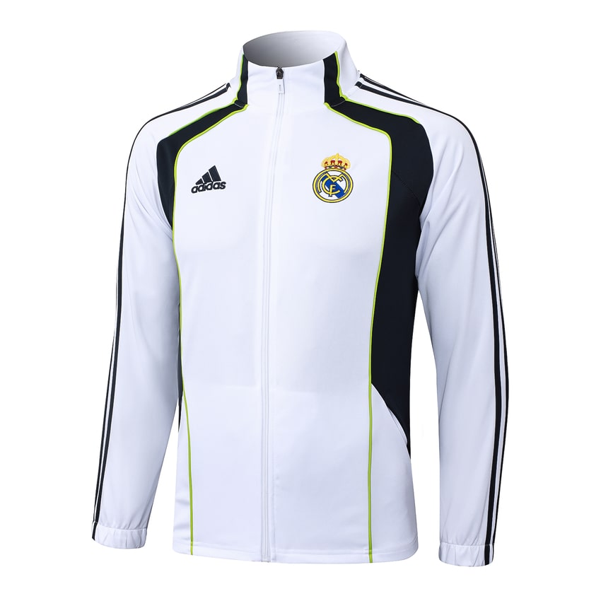 Survetement Real Madrid Veste Homme/Enfant 2025 2026 Blanc Noir | Foot Fan