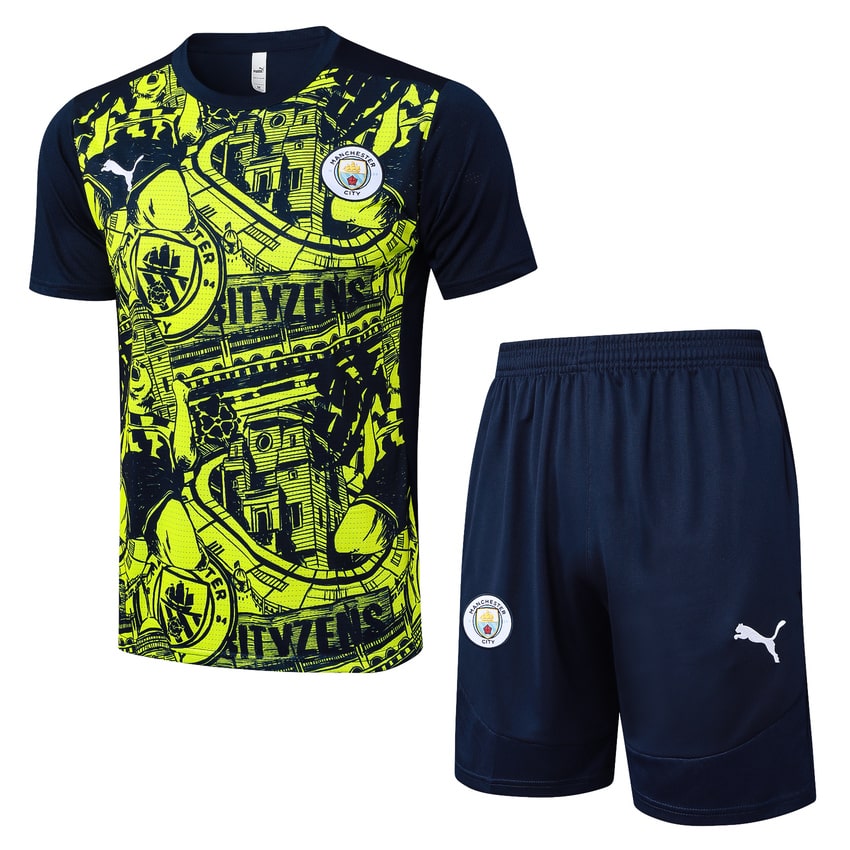 Ensemble Maillot Short Manchester City Homme 2024 2025 Jaune Noir | Foot Fan