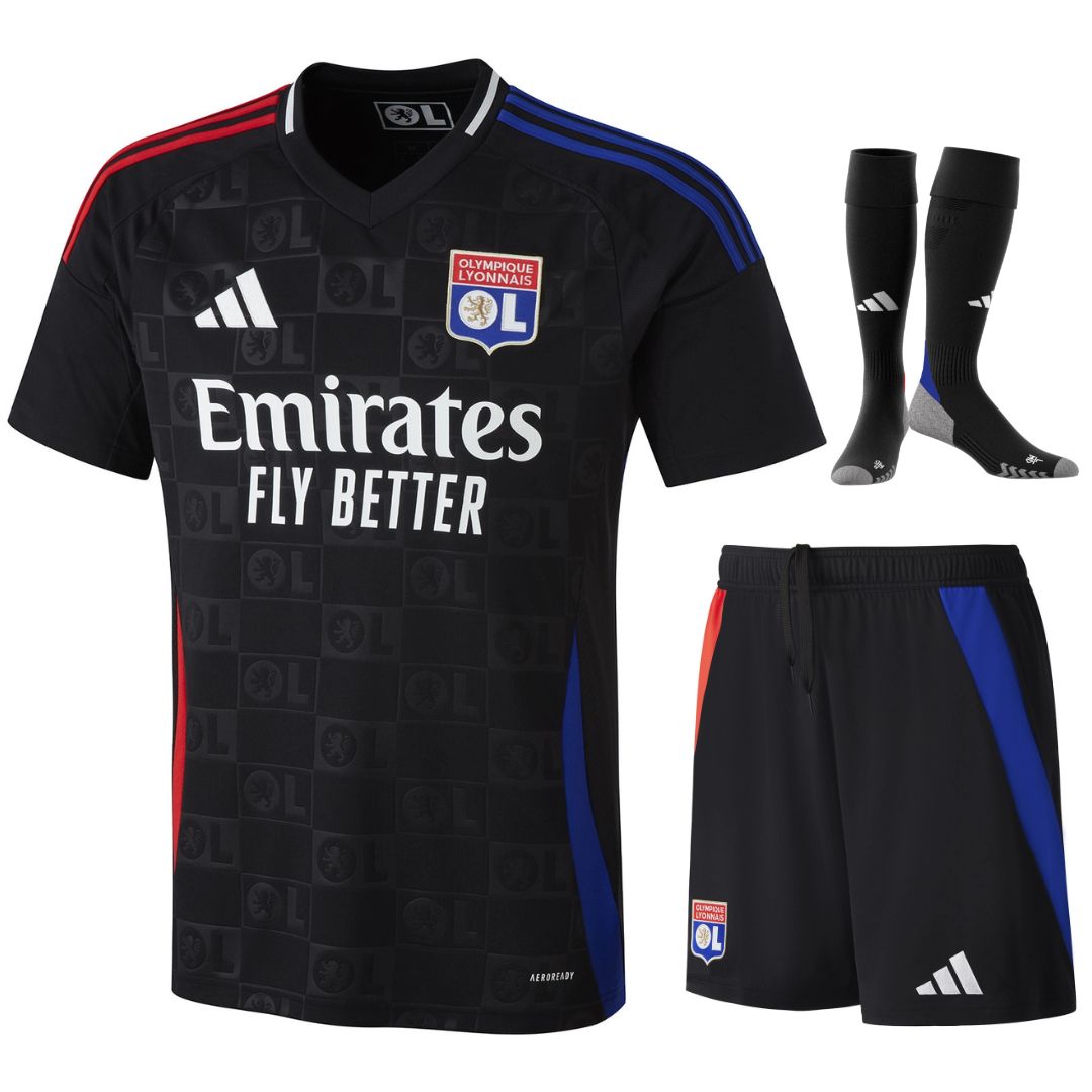 Maillot Lyon OL Kit Enfant Exterieur 2024 2025 Noir | Foot Fan