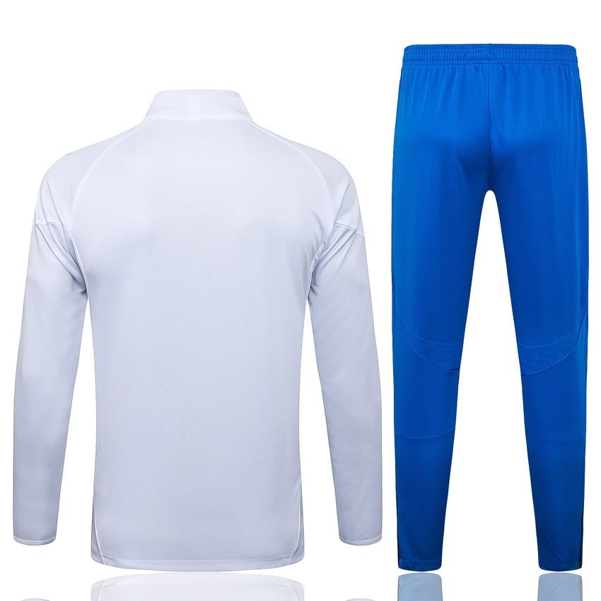 Survetement Real Madrid Veste Homme/Enfant  2025 2026 Blanc Bleu | Foot Fan