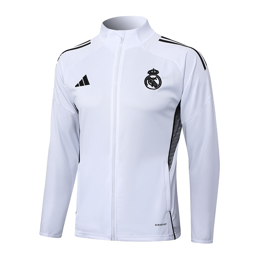 Survetement Real Madrid Veste Homme/Enfant  2025 2026 Blanc Clair | Foot Fan