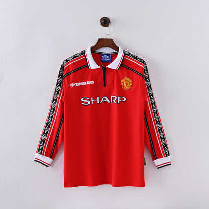 Maillot Manchester United Retro Vintage Manches Longues 1998-1999 Domicile Homme | Foot Fan
